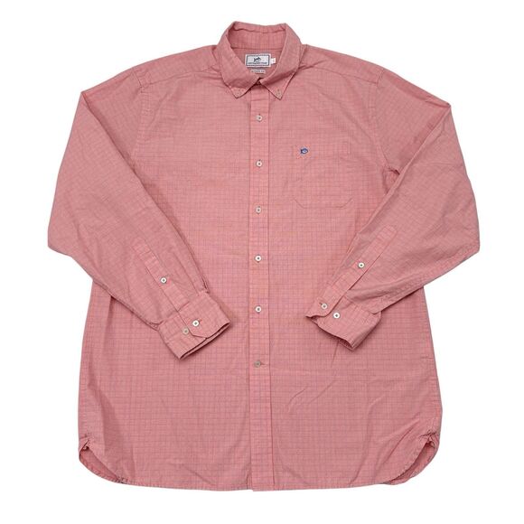 Southern Tide Button Down Shirt Size Large Coral Checks Coastal Preppy Easter - Picture 1 of 10
